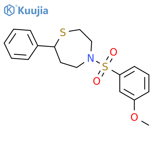 4-(3-methoxybenzenesulfonyl)-7-phenyl-1,4-thiazepane structure