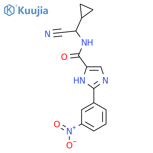 N-[cyano(cyclopropyl)methyl]-2-(3-nitrophenyl)-1H-imidazole-4-carboxamide structure
