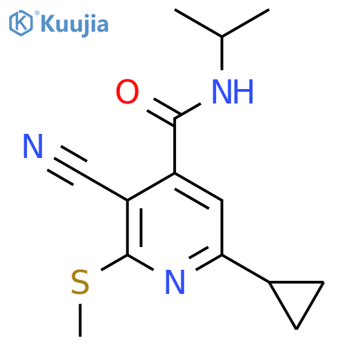 3-cyano-6-cyclopropyl-2-(methylsulfanyl)-N-(propan-2-yl)pyridine-4-carboxamide structure