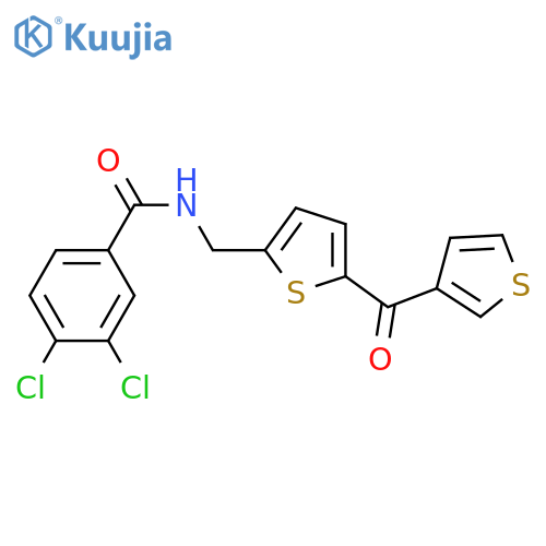 3,4-dichloro-N-{[5-(thiophene-3-carbonyl)thiophen-2-yl]methyl}benzamide structure