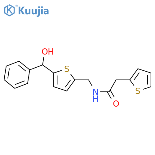 N-({5-[hydroxy(phenyl)methyl]thiophen-2-yl}methyl)-2-(thiophen-2-yl)acetamide structure