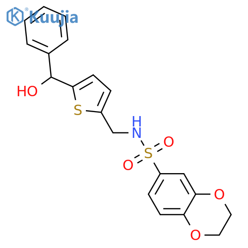 N-({5-[hydroxy(phenyl)methyl]thiophen-2-yl}methyl)-2,3-dihydro-1,4-benzodioxine-6-sulfonamide structure
