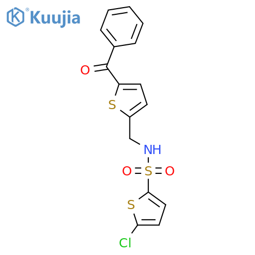 N-[(5-benzoylthiophen-2-yl)methyl]-5-chlorothiophene-2-sulfonamide structure