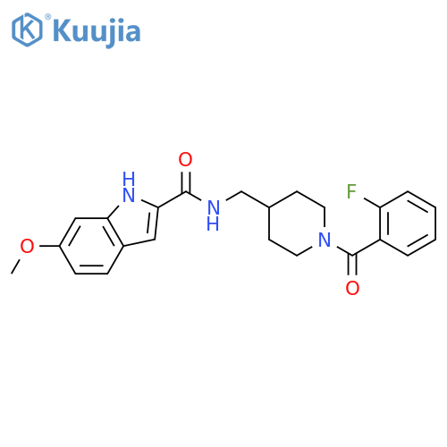 N-{1-(2-fluorobenzoyl)piperidin-4-ylmethyl}-6-methoxy-1H-indole-2-carboxamide structure