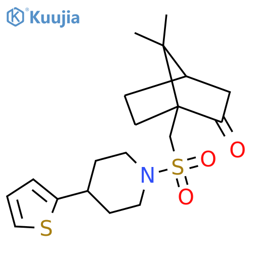 7,7-dimethyl-1-({4-(thiophen-2-yl)piperidin-1-ylsulfonyl}methyl)bicyclo2.2.1heptan-2-one structure