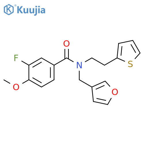 3-fluoro-N-[(furan-3-yl)methyl]-4-methoxy-N-[2-(thiophen-2-yl)ethyl]benzamide structure