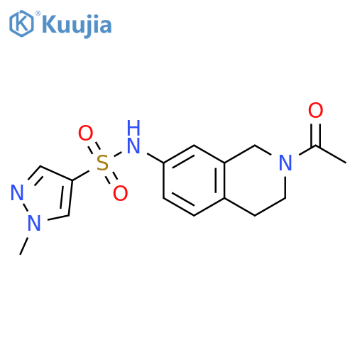 N-(2-acetyl-1,2,3,4-tetrahydroisoquinolin-7-yl)-1-methyl-1H-pyrazole-4-sulfonamide structure