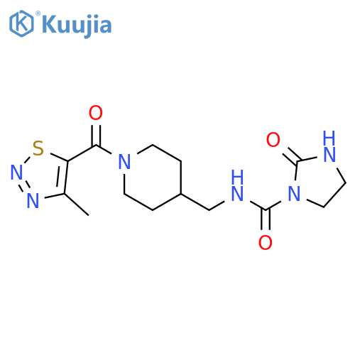 N-{1-(4-methyl-1,2,3-thiadiazole-5-carbonyl)piperidin-4-ylmethyl}-2-oxoimidazolidine-1-carboxamide structure
