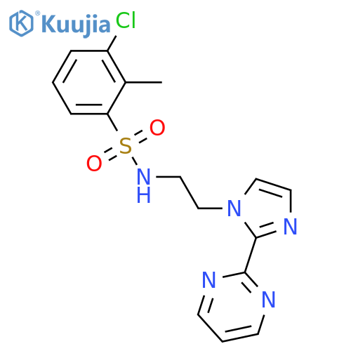 3-chloro-2-methyl-N-{2-[2-(pyrimidin-2-yl)-1H-imidazol-1-yl]ethyl}benzene-1-sulfonamide structure
