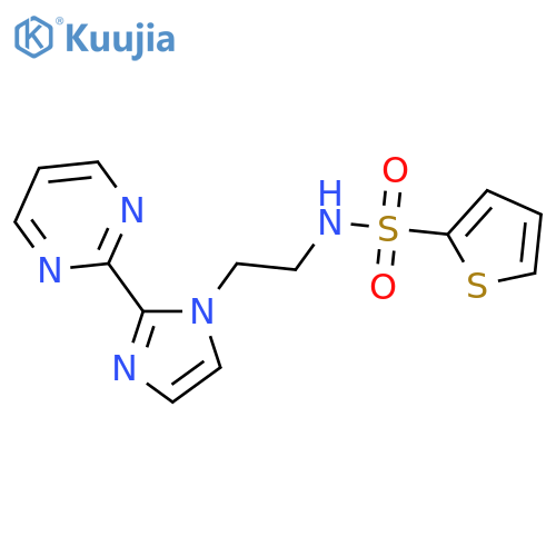 N-{2-2-(pyrimidin-2-yl)-1H-imidazol-1-ylethyl}thiophene-2-sulfonamide structure