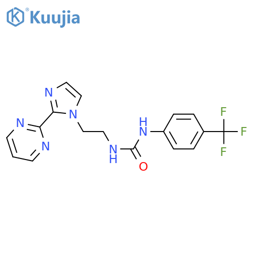 3-{2-2-(pyrimidin-2-yl)-1H-imidazol-1-ylethyl}-1-4-(trifluoromethyl)phenylurea structure