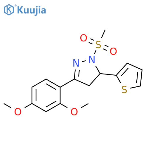 3-(2,4-dimethoxyphenyl)-1-methanesulfonyl-5-(thiophen-2-yl)-4,5-dihydro-1H-pyrazole structure