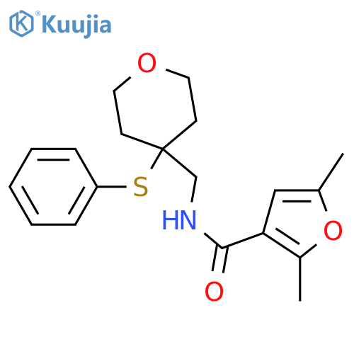 2,5-dimethyl-N-{[4-(phenylsulfanyl)oxan-4-yl]methyl}furan-3-carboxamide structure
