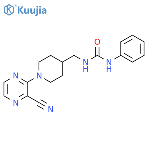 3-{[1-(3-cyanopyrazin-2-yl)piperidin-4-yl]methyl}-1-phenylurea structure