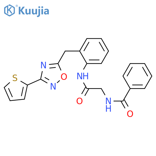 2-(phenylformamido)-N-(2-{[3-(thiophen-2-yl)-1,2,4-oxadiazol-5-yl]methyl}phenyl)acetamide structure