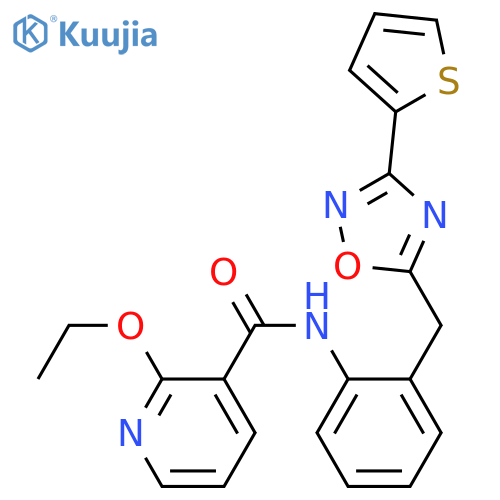 2-ethoxy-N-(2-{[3-(thiophen-2-yl)-1,2,4-oxadiazol-5-yl]methyl}phenyl)pyridine-3-carboxamide structure