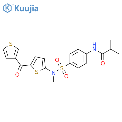 2-methyl-N-[4-({[5-(thiophene-3-carbonyl)thiophen-2-yl]methyl}sulfamoyl)phenyl]propanamide structure