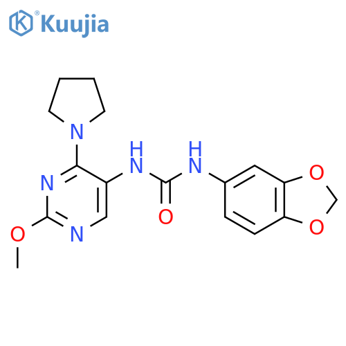 3-(2H-1,3-benzodioxol-5-yl)-1-2-methoxy-4-(pyrrolidin-1-yl)pyrimidin-5-ylurea structure