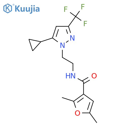 N-{2-5-cyclopropyl-3-(trifluoromethyl)-1H-pyrazol-1-ylethyl}-2,5-dimethylfuran-3-carboxamide structure