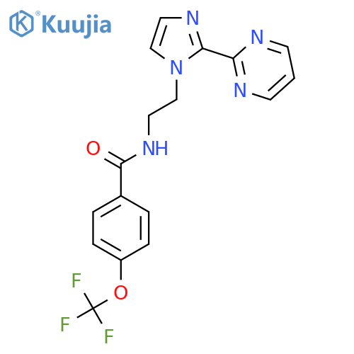 N-{2-2-(pyrimidin-2-yl)-1H-imidazol-1-ylethyl}-4-(trifluoromethoxy)benzamide structure