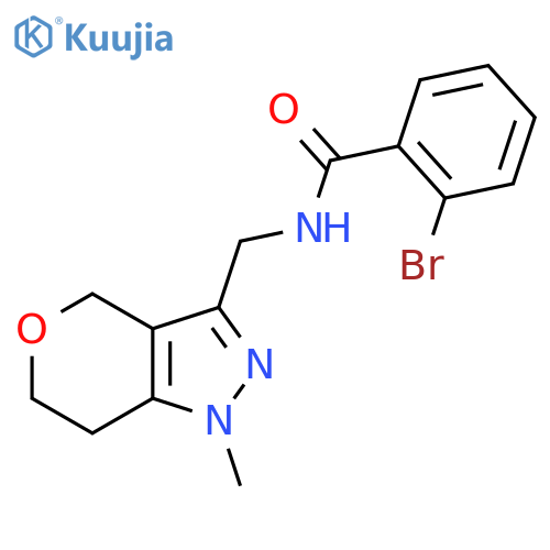 2-bromo-N-({1-methyl-1H,4H,6H,7H-pyrano4,3-cpyrazol-3-yl}methyl)benzamide structure