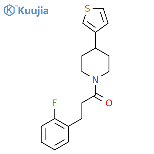 3-(2-fluorophenyl)-1-4-(thiophen-3-yl)piperidin-1-ylpropan-1-one structure