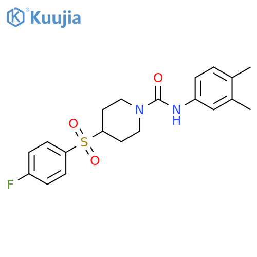 N-(3,4-dimethylphenyl)-4-(4-fluorobenzenesulfonyl)piperidine-1-carboxamide structure