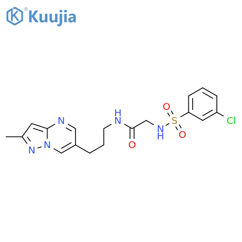 2-[(3-chlorophenyl)sulfonylamino]-N-[3-(2-methylpyrazolo[1,5-a]pyrimidin-6-yl)propyl]acetamide structure