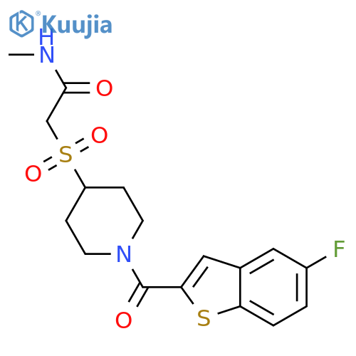2-{[1-(5-fluoro-1-benzothiophene-2-carbonyl)piperidin-4-yl]sulfonyl}-N-methylacetamide structure