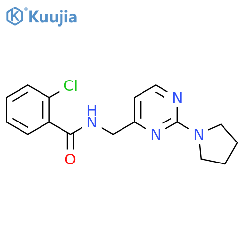 2-chloro-N-{[2-(pyrrolidin-1-yl)pyrimidin-4-yl]methyl}benzamide structure