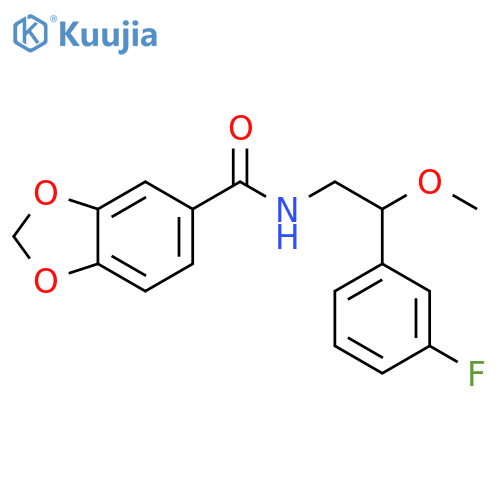 N-[2-(3-fluorophenyl)-2-methoxyethyl]-1,3-benzodioxole-5-carboxamide structure