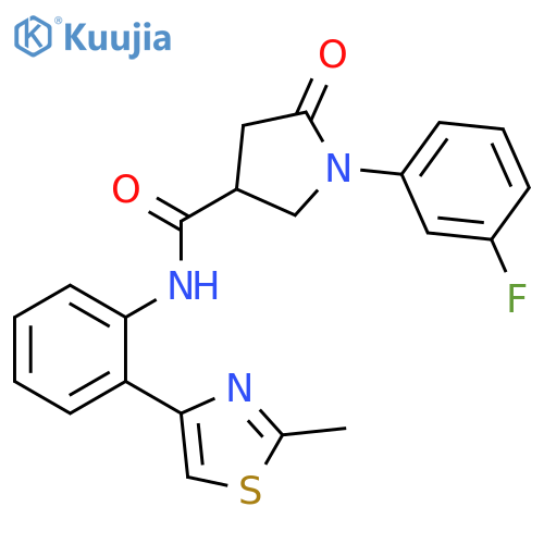 1-(3-Fluorophenyl)-N-[2-(2-methyl-4-thiazolyl)phenyl]-5-oxo-3-pyrrolidinecarboxamide structure