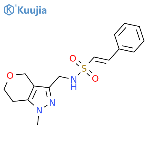 (E)-N-({1-methyl-1H,4H,6H,7H-pyrano[4,3-c]pyrazol-3-yl}methyl)-2-phenylethene-1-sulfonamide structure