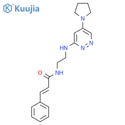 (2E)-3-phenyl-N-(2-{5-(pyrrolidin-1-yl)pyridazin-3-ylamino}ethyl)prop-2-enamide structure