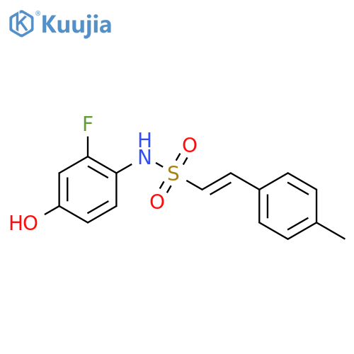 N-(2-fluoro-4-hydroxyphenyl)-2-(4-methylphenyl)ethene-1-sulfonamide structure