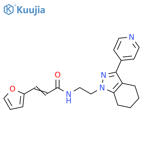(2E)-3-(furan-2-yl)-N-{2-[3-(pyridin-4-yl)-4,5,6,7-tetrahydro-1H-indazol-1-yl]ethyl}prop-2-enamide structure