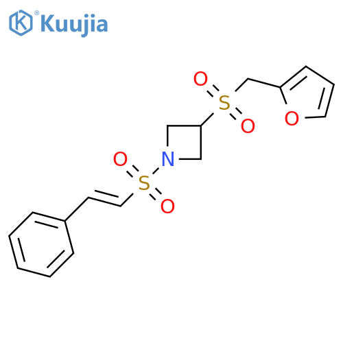 3-(furan-2-yl)methanesulfonyl-1-(E)-2-phenylethenesulfonylazetidine structure