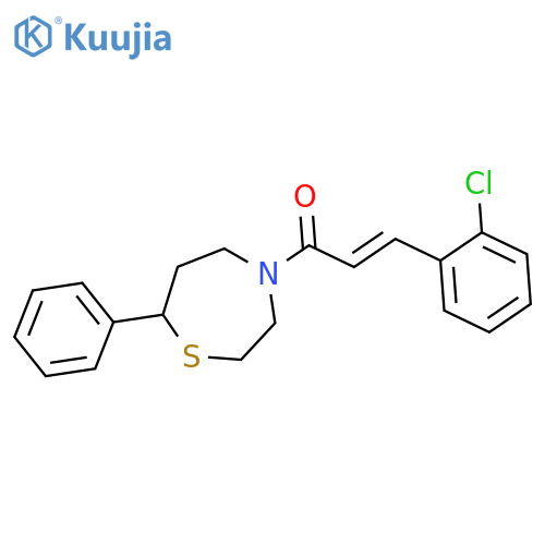 (2E)-3-(2-chlorophenyl)-1-(7-phenyl-1,4-thiazepan-4-yl)prop-2-en-1-one structure