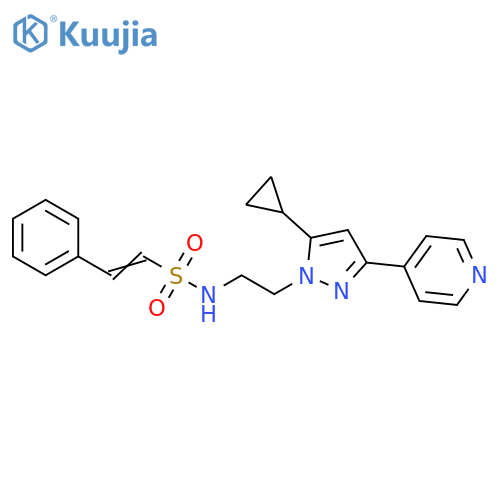 (E)-N-{2-[5-cyclopropyl-3-(pyridin-4-yl)-1H-pyrazol-1-yl]ethyl}-2-phenylethene-1-sulfonamide structure