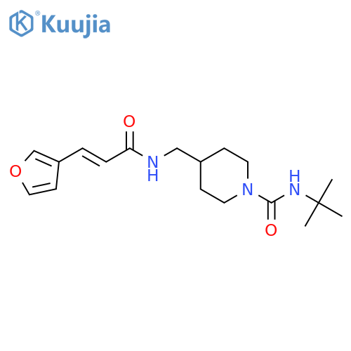 N-tert-butyl-4-{(2E)-3-(furan-3-yl)prop-2-enamidomethyl}piperidine-1-carboxamide structure