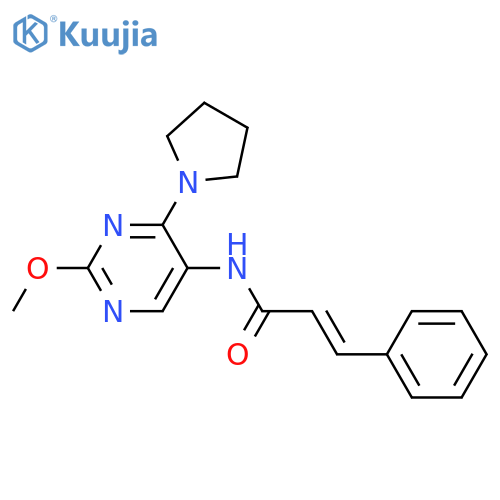 (2E)-N-2-methoxy-4-(pyrrolidin-1-yl)pyrimidin-5-yl-3-phenylprop-2-enamide structure