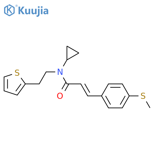 (2E)-N-cyclopropyl-3-[4-(methylsulfanyl)phenyl]-N-[2-(thiophen-2-yl)ethyl]prop-2-enamide structure