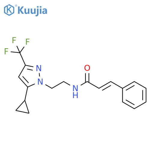 (2E)-N-{2-5-cyclopropyl-3-(trifluoromethyl)-1H-pyrazol-1-ylethyl}-3-phenylprop-2-enamide structure