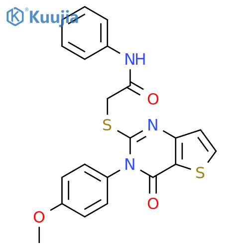 2-{[3-(4-methoxyphenyl)-4-oxo-3H,4H-thieno[3,2-d]pyrimidin-2-yl]sulfanyl}-N-phenylacetamide structure