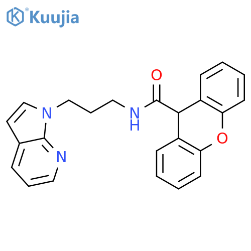 N-(3-{1H-pyrrolo[2,3-b]pyridin-1-yl}propyl)-9H-xanthene-9-carboxamide structure