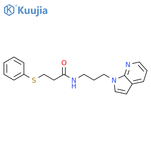 3-(phenylsulfanyl)-N-(3-{1H-pyrrolo[2,3-b]pyridin-1-yl}propyl)propanamide structure