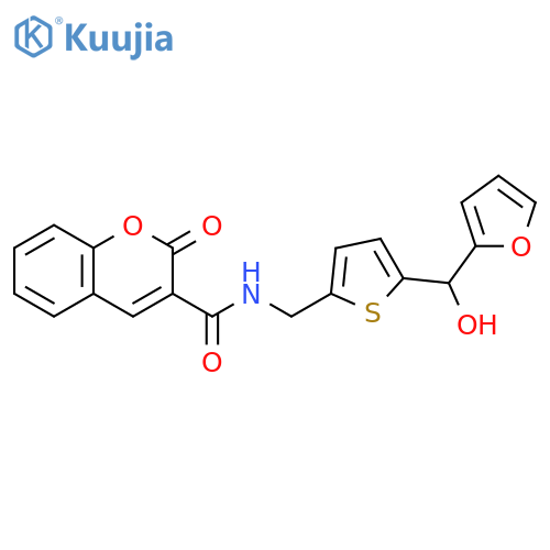 N-({5-[(furan-2-yl)(hydroxy)methyl]thiophen-2-yl}methyl)-2-oxo-2H-chromene-3-carboxamide structure