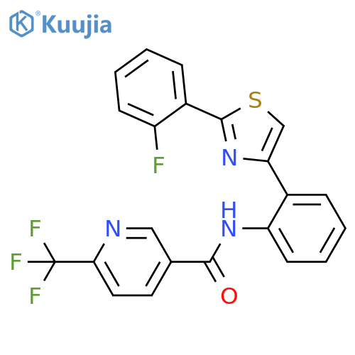 N-[2-[2-(2-Fluorophenyl)-4-thiazolyl]phenyl]-6-(trifluoromethyl)-3-pyridinecarboxamide structure