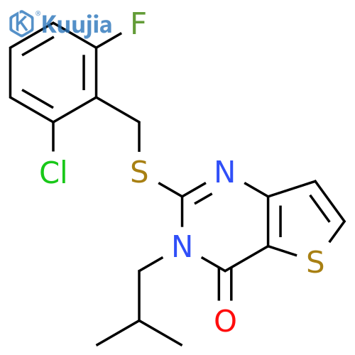 2-{[(2-chloro-6-fluorophenyl)methyl]sulfanyl}-3-(2-methylpropyl)-3H,4H-thieno[3,2-d]pyrimidin-4-one structure