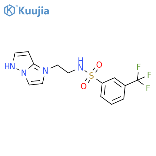 N-(2-{1H-pyrazolo[1,5-a]imidazol-1-yl}ethyl)-3-(trifluoromethyl)benzene-1-sulfonamide structure